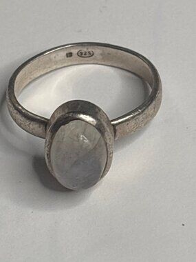 Vintage Moonstone Sterling Silver Ring, Marked I.S. 925, Size 8.75